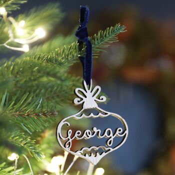 Personalised Cut Wooden Bauble Decoration, 3 of 5