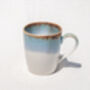 Blue U Shaped Handmade Porcelain Mug, thumbnail 3 of 4