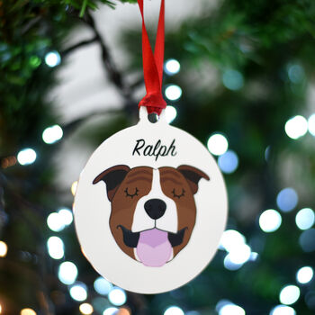 Staffie Christmas Tree Dog Decoration Personalised, 5 of 10