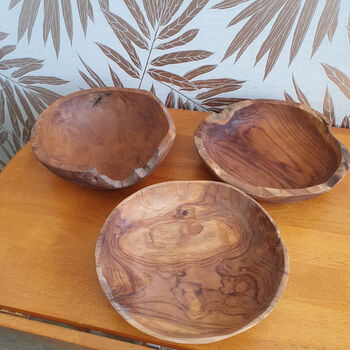 Small Teak Root Table Bowl 30cm Handcrafted Wood Design, 3 of 10