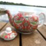 Two Cup Teapot In Red Strawberry Thief Design, thumbnail 3 of 12