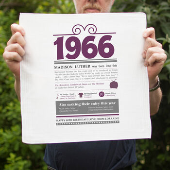 Personalised 60th Birthday 1966 Handkerchief Pair, 6 of 12