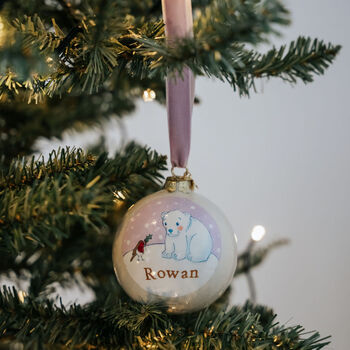 Baby's First Christmas Bauble. Hand Painted Polar Bear, 4 of 5