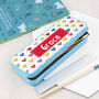 Personalised Girl's Patterned Blue Pencil Case Tin, thumbnail 6 of 11