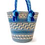 Blue Handwoven Straw Basket Bag, thumbnail 1 of 8