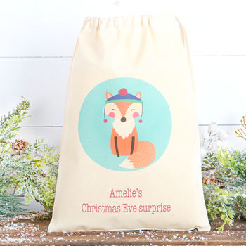 Christmas Fox Personalised Cotton Gift Bags, 5 of 5