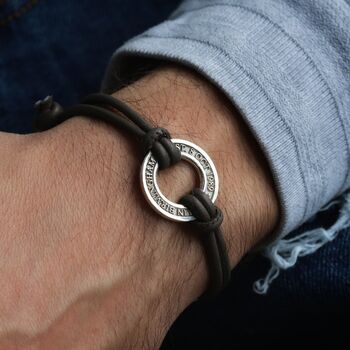 Men's Personalised Silver Washer Bracelet, 3 of 6