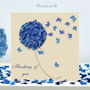 Butterfly Thinking Of You Blue Hydrangea Card, Not 3D, thumbnail 1 of 11