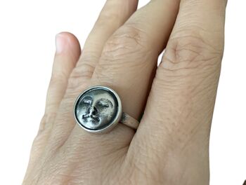 Moon Face Sterling Silver Adjustable Ring, 9 of 9