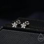 Sterling Silver Tiny Flower Cz Screw Back Earrings, thumbnail 1 of 11