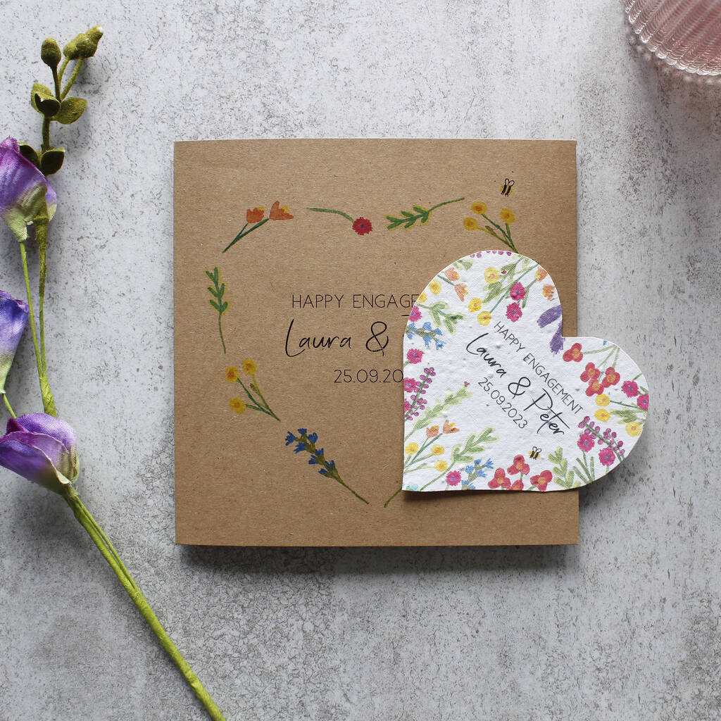 Engagement Wildflower Seed Heart Card, 1 of 6