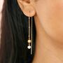 Thread Through Star And Pearl Chain Earrings In Gold, thumbnail 1 of 7