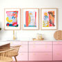 Colourful Abstract Leaf Print Set – Vibrant Modern Wall Art Trio, thumbnail 1 of 12