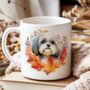 Personalised Dog Mug Shih Tzu In An Autumn Wreath, thumbnail 1 of 2