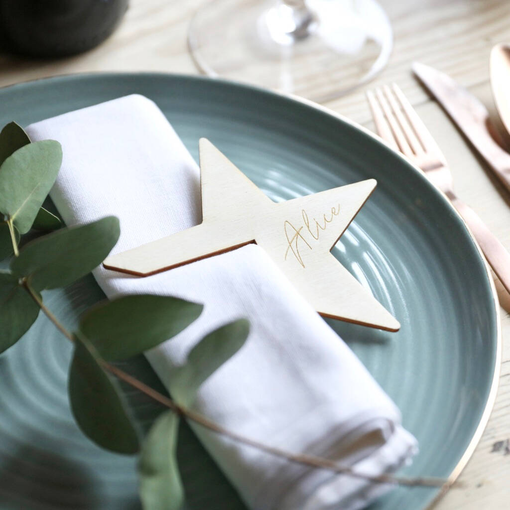 Eight Personalised Wooden Star Napkin Holders, 1 of 2