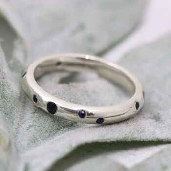 Starry Night Silver Scattered Blue Sapphires Ring, 2 of 4