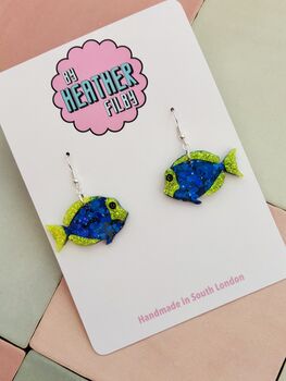 Tropical Fish Glitter Earrings / Beach Holiday Gift / Colourful Ocean Jewellery / Cute Accessories, 5 of 5