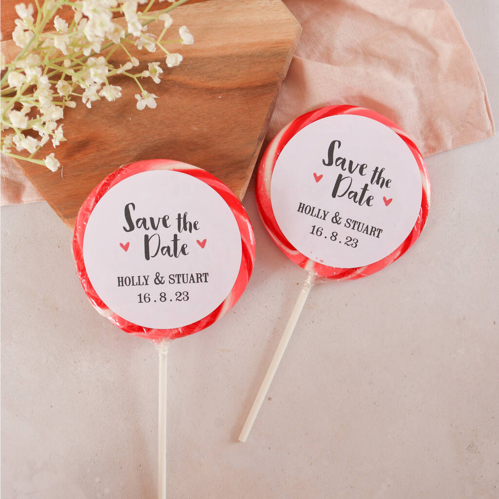 Personalised Save The Date Giant Lollipops By Holly's Lollies