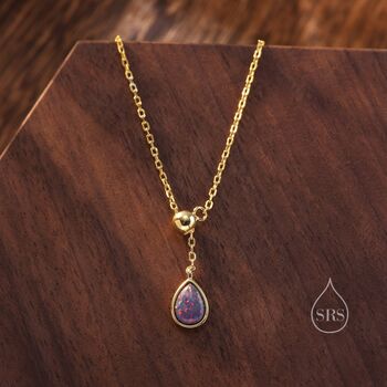 Delicate Purple Opal Droplet Lariat Pendant Necklace, 6 of 12