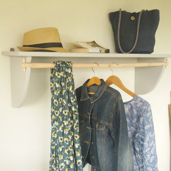 Vintage Styled Wooden Clothes Rail With Top Shelf, 2 of 8