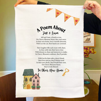 Personalised Poem Tea Towel Gift For New Home, 7 of 9