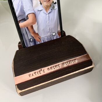 Personalised Beech Wood Phone Stand, 4 of 10