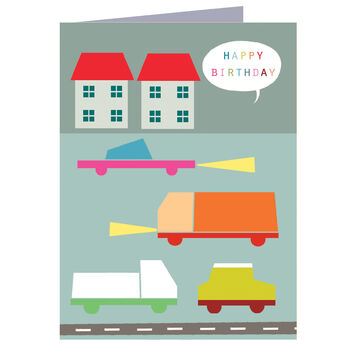 Mini Wooden Cars Birthday Card, 2 of 5