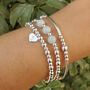 Sterling Silver Personalised Heart Charm Stretch Bracelet, thumbnail 2 of 8