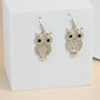 Silver/Gold Plated Encrusted Owl Earrings, thumbnail 4 of 10