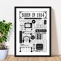 Born In 1954 Personalised 70th Birthday Fact Poster, thumbnail 1 of 8