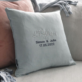 Personalised Silver Anniversary Embroidered Cushion, 4 of 10