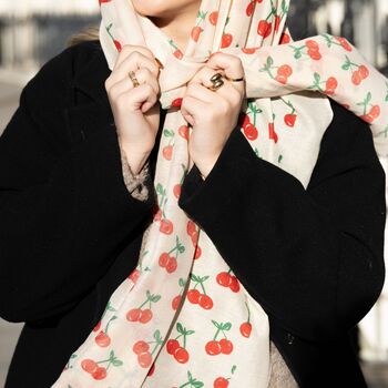 Cherry Print Scarf In Personalised Gift Box, 6 of 7