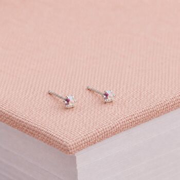 3mm Sterling Silver Aurora Crystal Stud Earrings, 3 of 4
