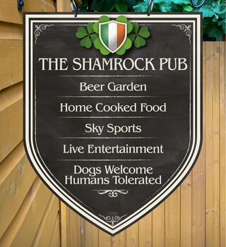 Shamrock Inn Personalised Home Pub Sign Man Cave Sign, 3 of 9