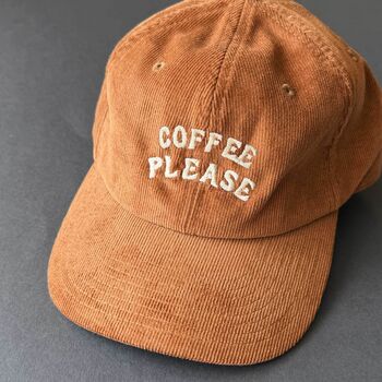 Coffee Please Slogan Cord Cap, 3 of 4
