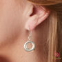 Matt Solid Silver Circle Hoop Drop Earrings, thumbnail 2 of 9