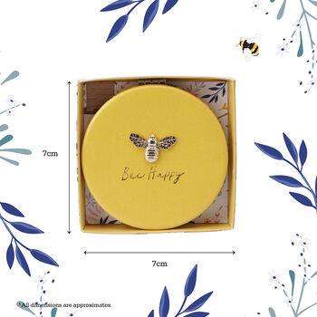 Yellow Bee Happy Bee Embellished Compact Mirror • Perfect Gift • Gift Boxed • Travel Friendly • Handbag Accessory • Ladies Gift • Vacation, 5 of 5