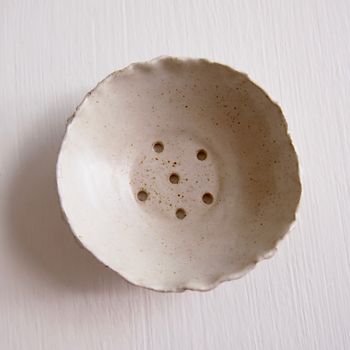 Handmade Oatmeal White Pottery Soap Dish, 6 of 10