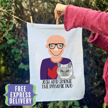 Build Your Own Personalised Cat Dad Gift Tea Towel, 2 of 12