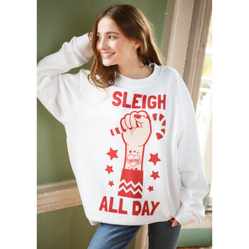 Sleigh All Day Women's Christmas Jumper, 7 of 11