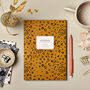 A5 Notebook Mustard Leopard Print Lined Journal, thumbnail 1 of 9