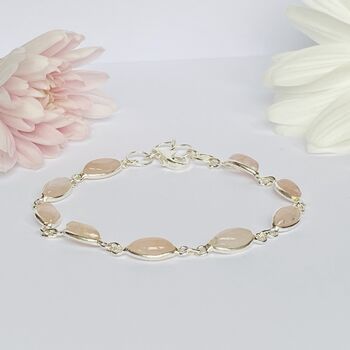 Solid Silver Bracelets With Rose Quartz Gemstones, 2 of 4