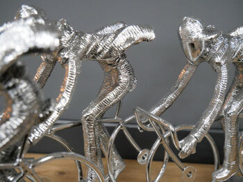 Huge 49cm Silver Cycling Race Ornament Bike Lover Gift, 2 of 5