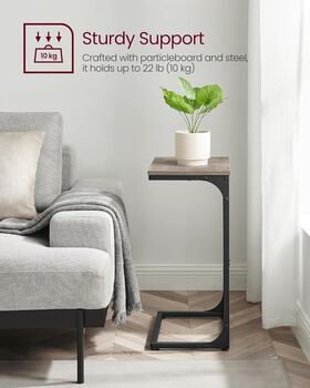 C Shaped Sofa Side Table Bedside Table With Metal Frame, 6 of 9