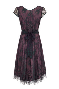Special Occasion Dress In Midnight And Currant Lace, 3 of 6