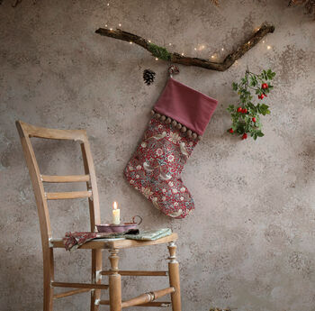 William Morris Christmas Stocking With Velvet Cuff, 3 of 5