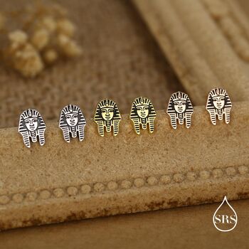 Sterling Silver Egyptian Pharaoh Stud Earrings, 4 of 12