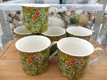 Set Of Six Palace Mugs In William Morris Golden Lily Design, 6 of 11