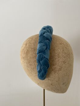 Teal Velvet Padded Braided Headband 'Clara', 6 of 10