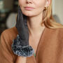 Fluffy Faux Fur Wave Cuff Suede Effect Gloves, thumbnail 12 of 12
